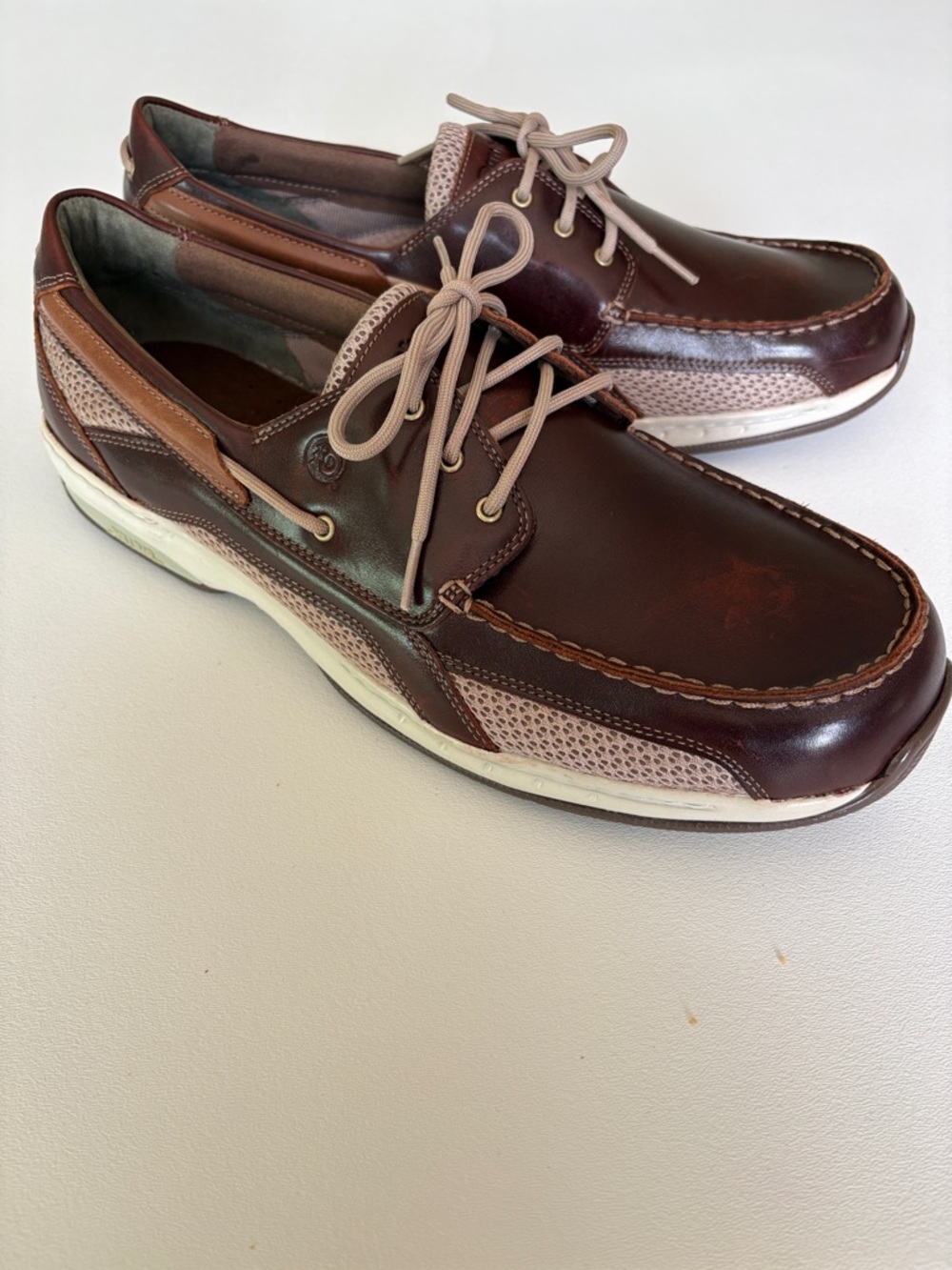 Dunham Captain Boat Shoes Brown Leather Lace Up Rollbar Non Marking Size 14 4E